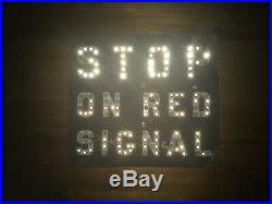 Rare Vintage Railroad Crossing Sign Stop On Red Signal Acrylic Reflectors