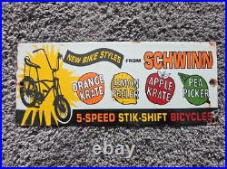 Rare Vintage Schwinn Bicycle Metal Porcelain Sign