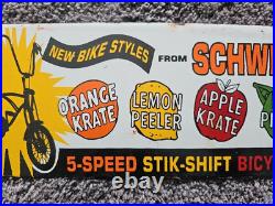 Rare Vintage Schwinn Bicycle Metal Porcelain Sign