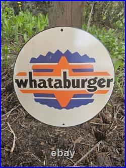 Rare Vintage Whataburger Porcelain Sign, Found In Auction House In Houston Tx