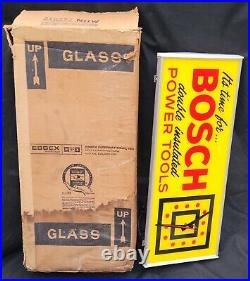 Rare Vtg Essex Bosch Power Tools Lighted Clock Sign NOS Original Box And Insert