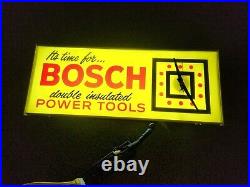 Rare Vtg Essex Bosch Power Tools Lighted Clock Sign NOS Original Box And Insert