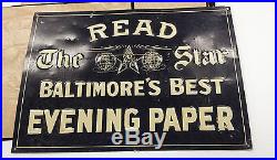 Read the Star Baltimore's Best evening paper embossed tin sign newspaper vintage