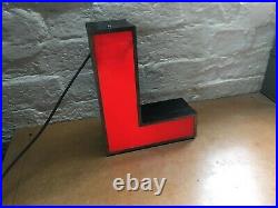 Reclaimed Vintage Industrial Illuminated Shop Sign Wall Art Letter L