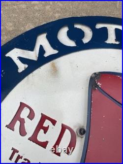 Red Hat Gas Motor Oil Vintage Mechanic Round Metal Tin Sign, 24