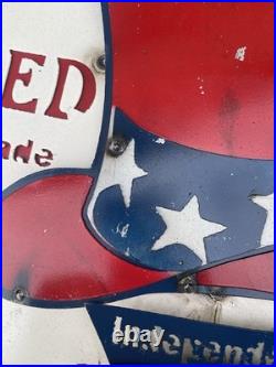Red Hat Gas Motor Oil Vintage Mechanic Round Metal Tin Sign, 24
