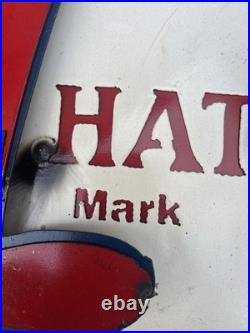 Red Hat Gas Motor Oil Vintage Mechanic Round Metal Tin Sign, 24
