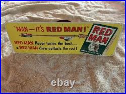 Red Man Chewing Tobacco Sign Vintage 1950s 60s 15 Metal Gas Station Advertising