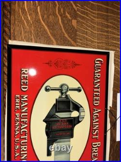 Reed Vice Sign Original Tin Antique Anvils Industrial Erie Pa