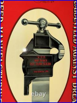Reed Vice Sign Original Tin Antique Anvils Industrial Erie Pa