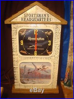 Remington Gun Advertising Sign Authorized Dealer Lighted Clock