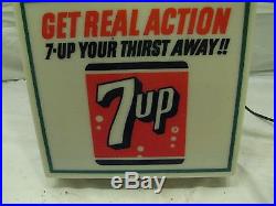 Retro 7-Up Soda Pop Advertising Lighted Clock Sign Vintage Get Real Atomic