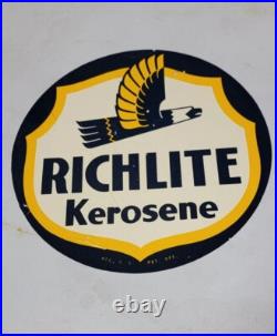 Richlite KEROSENE Original Decal On Porcelain Sign (28x28 In) Aprox Measurement Richlite KEROSENE Original Decal On Porcelain Sign (28x28 In) Aprox Measurement