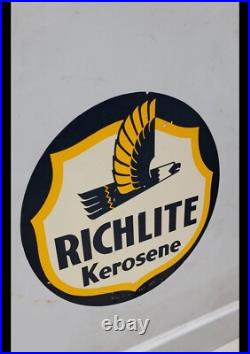Richlite KEROSENE Original Decal On Porcelain Sign (28x28 In) Aprox Measurement Richlite KEROSENE Original Decal On Porcelain Sign (28x28 In) Aprox Measurement