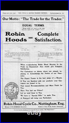 Robin Hood Cycles enamel Advertising Enamel Vintage sign Nottingham 1890-1915