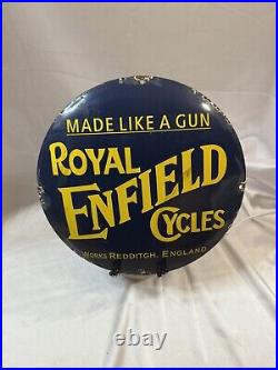 Royal Enfield Cyles Enamel Sign Sided Vintage Advertising Ads