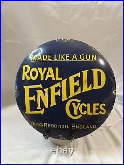 Royal Enfield Cyles Enamel Sign Sided Vintage Advertising Ads