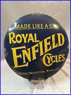 Royal Enfield Cyles Enamel Sign Sided Vintage Advertising Ads