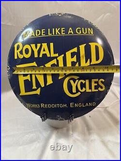 Royal Enfield Cyles Enamel Sign Sided Vintage Advertising Ads