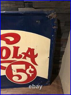 SCARCE Vintage Pepsi Cola Tin metal Advertising Sign Double Dot Large 40 x 22