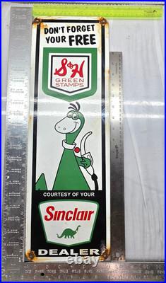 SINCLAIR DEALER 22 GENUINE VINTAGE FLAT Gas Pump Service Station Porcelain Sign