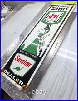 SINCLAIR DEALER 22 GENUINE VINTAGE FLAT Gas Pump Service Station Porcelain Sign