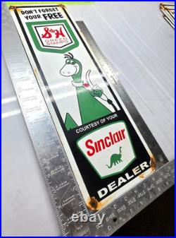 SINCLAIR DEALER 22 GENUINE VINTAGE FLAT Gas Pump Service Station Porcelain Sign