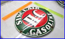 SINCLAIR H-C 12x 12 VINTAGE GENUINE PORCELAIN SIGN PUMP PLATE GAS STATION OIL