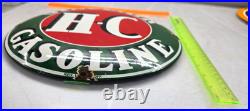 SINCLAIR H-C 12x 12 VINTAGE GENUINE PORCELAIN SIGN PUMP PLATE GAS STATION OIL