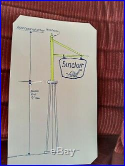 SINCLAIR vintage 2 sided porcelain sign with pole, 50's/60's Complete package NR