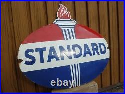 STANDARD porcelain sign advertising vintage gasoline 24 oil gas USA AMERICAN