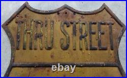 STOP SIGN Shield Vintage Yellow Original Embossed Stamp Road Highway Very Rare