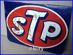 STP MOTOR OIL GAS STATION 2 SIDED 15 x 10 METAL SIGN VINTAGE 1960'S