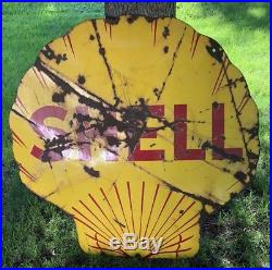 Shell Gasoline Porcelain Sign Original Vintage Gas Oil Advertising