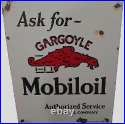 Sign porcelain vintage GARGOYLE MOBILOIL Vacuum Oil Company