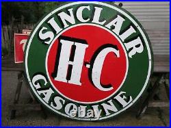 Sinclair Gasoline HC DSP Double Sided Porcelain Original Sign 6 ft Round Vintage