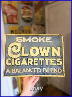 Smoke Clown Cigarettes Embossed Tin Vintage Advertising Sign