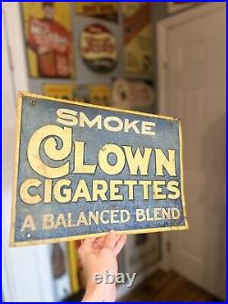 Smoke Clown Cigarettes Embossed Tin Vintage Advertising Sign