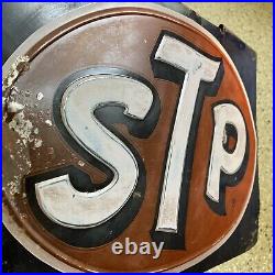 Stp Motor Oil Vintage Tin Store Display Sign Embossed Old & Original 15x11