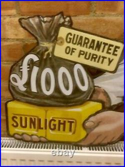 Sunlight Soap £1000 original porcelain enamel antique vintage advertising sign