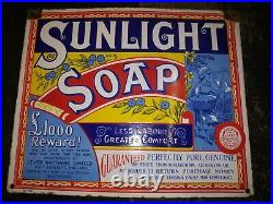 Sunlight Soap Pictorial Vintage Enamel Porcelain Sign Rare Collectibles