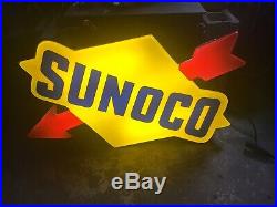 Sunoco Sign Single-Sided Light-Up Vintage Service Station Sign With Arrow Logo