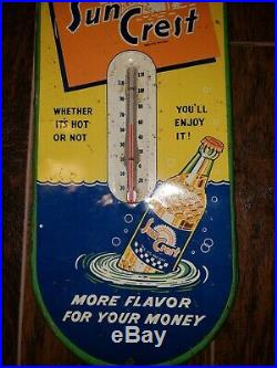 Super Rare Early Vintage Sun Crest Soda Advertising Thermometer 16 RARE