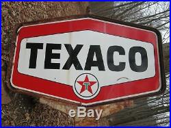 TEXACO 1950's Gasoline Station 2 Sided Porcelain Sign 17'ft Pole Vintage