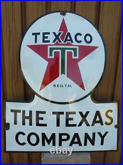 TEXACO porcelain sign advertising vintage gasoline 24 oil gas USA garage Texas