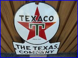 TEXACO porcelain sign advertising vintage gasoline 24 oil gas USA garage Texas
