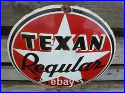 TEXAN porcelain sign advertising vintage shop 20 US logo gas pump Texaco