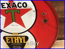 Texaco sign vintage porcelain double sided gas and oil collectable 8ball