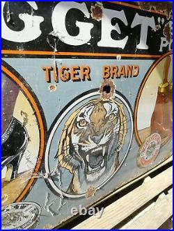 Tiger Brand Nugget Boot Polish Enamel Sign Tiger Vintage Enamel Porcelain Sign