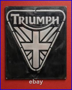 Triumph Vintage Style Garage Sign 20x24 Handmade Aluminum Relief Metal Wall Art